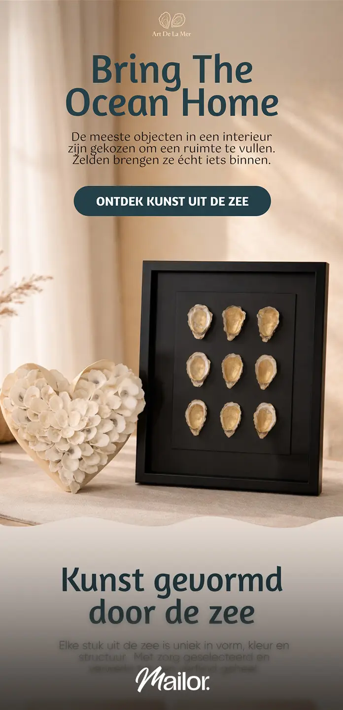 Art De La Mer emaildesign, kunst uit de zee